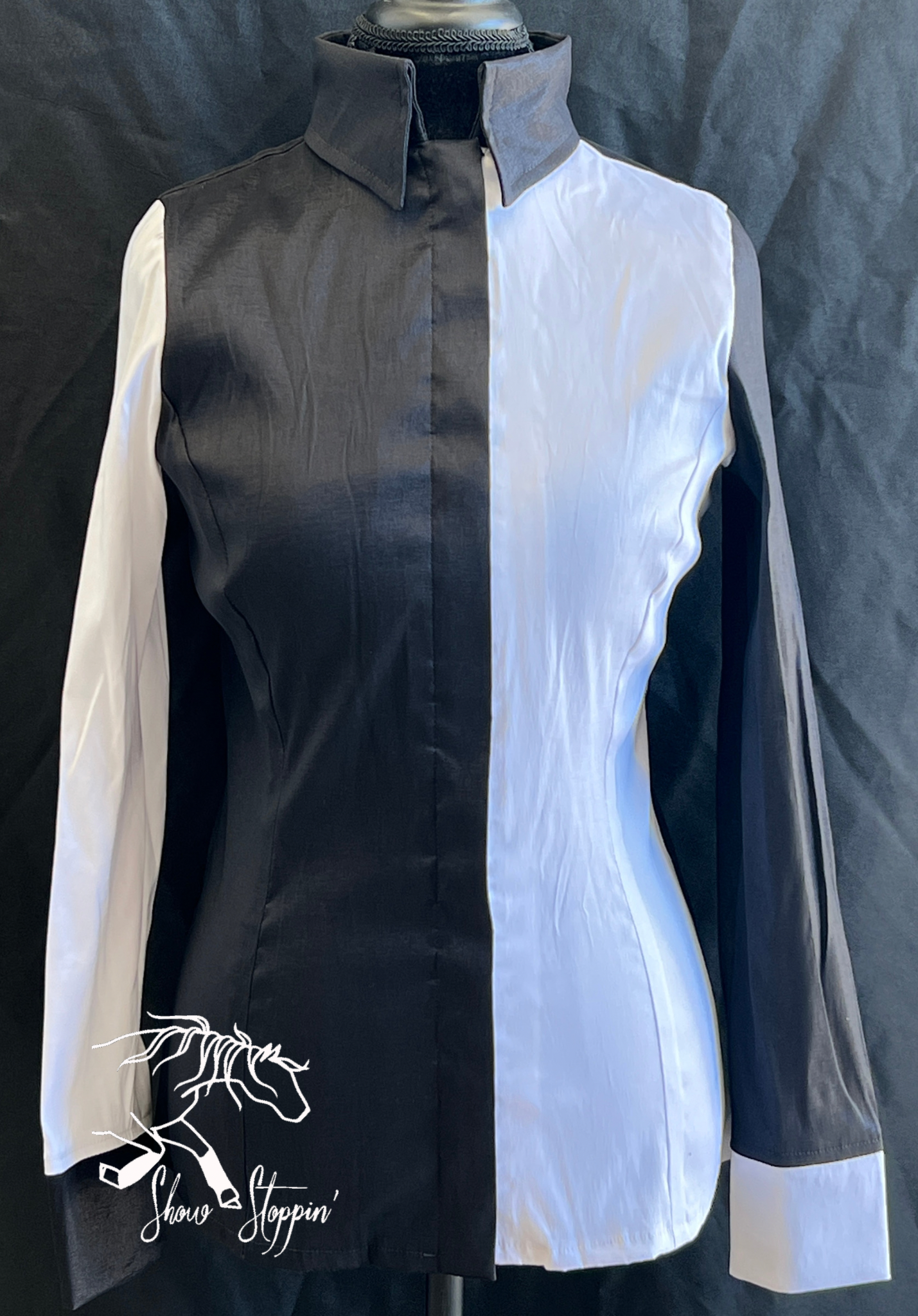 Timeless Black N White Color Block Taffeta Shirt