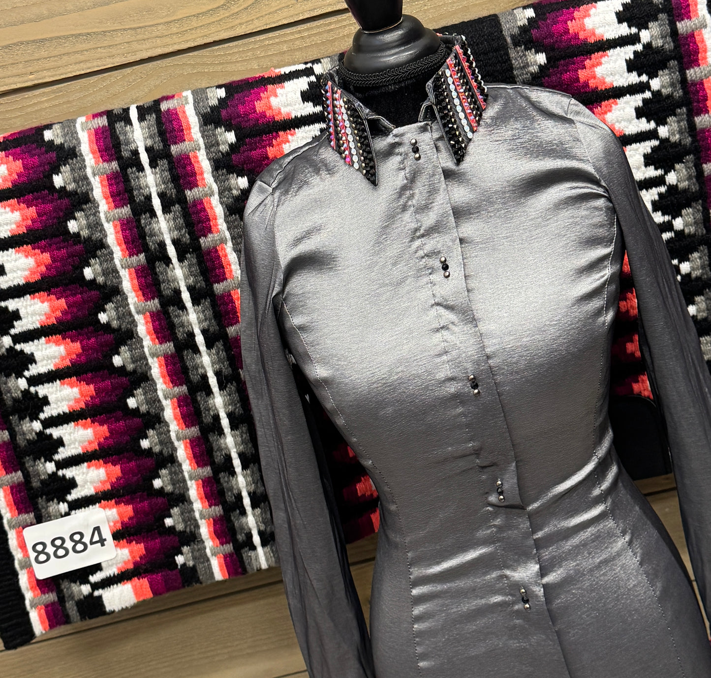 Small Charcoal Blinged Taffeta Shirt
