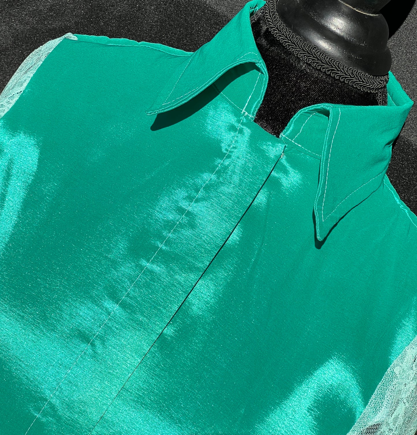 Timeless Bright Teal lace Taffeta Shirt