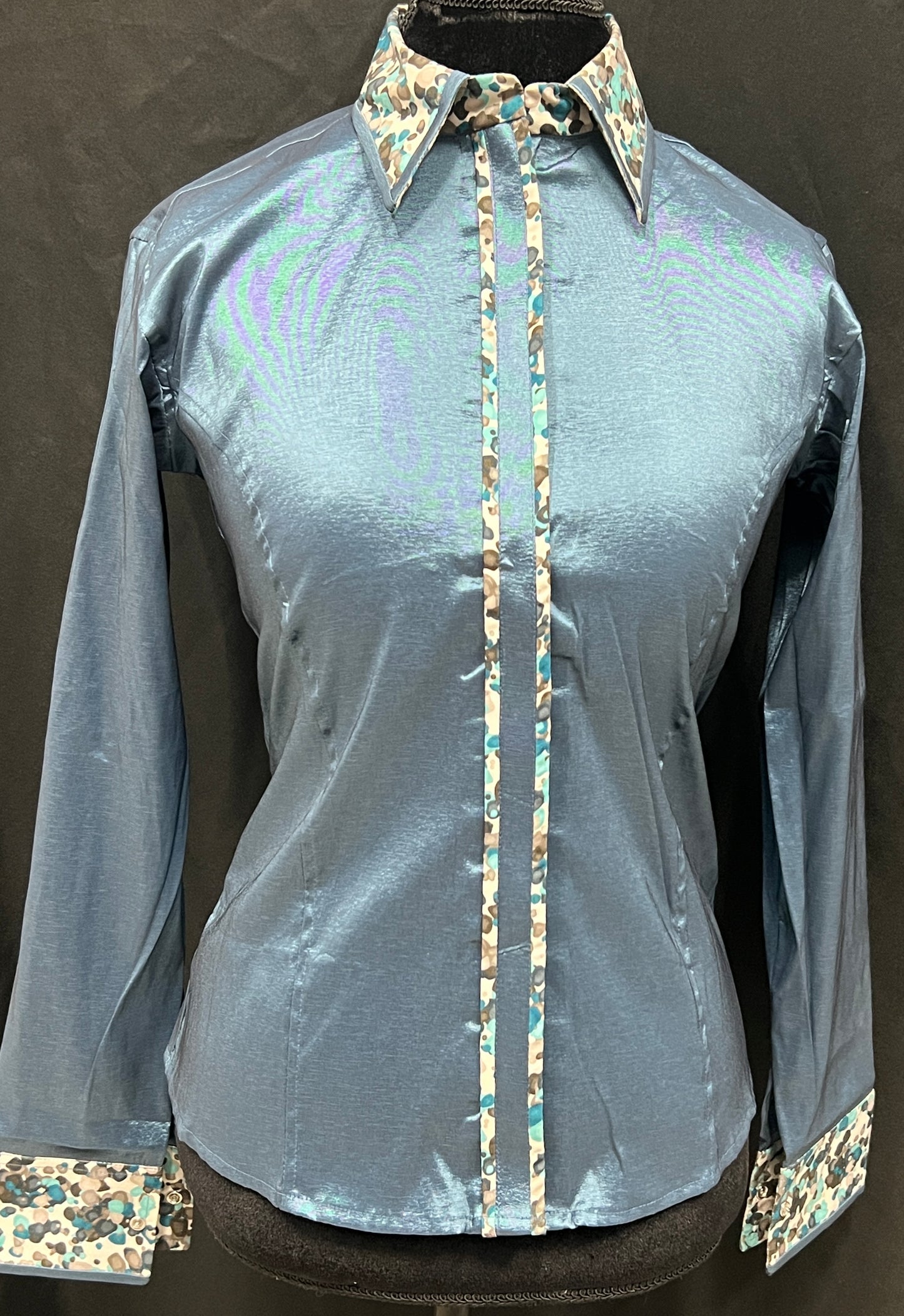 Stretch Taffeta Steel Malibu Turquoise Accent