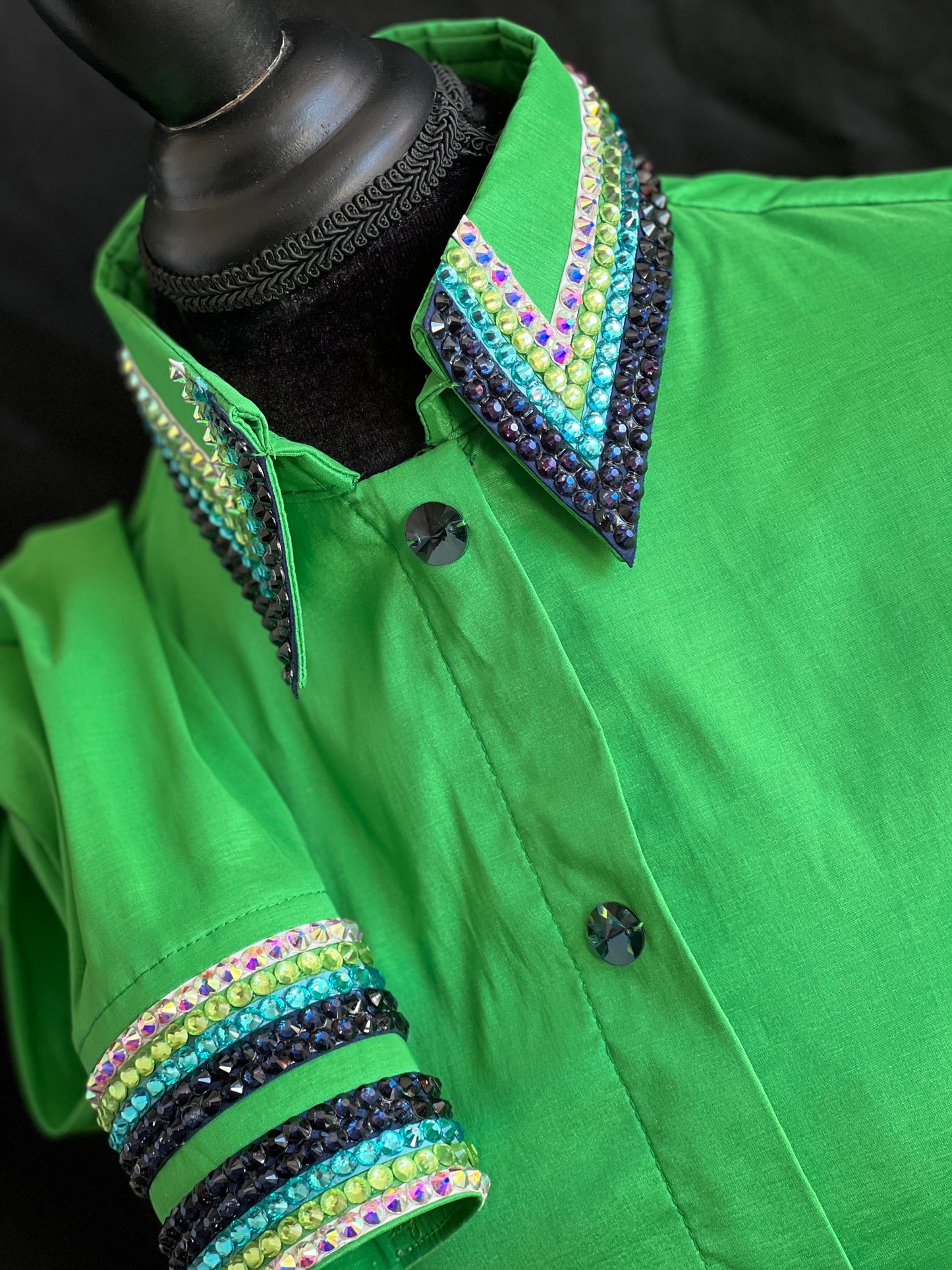 Medium Spring Green Blinged Taffeta Shirt