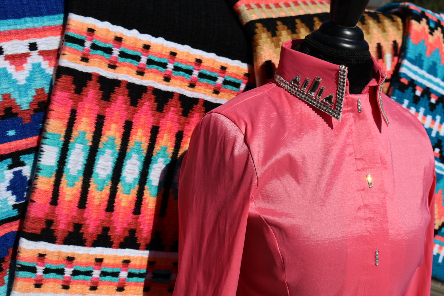 Coral Blinged Taffeta Shirt