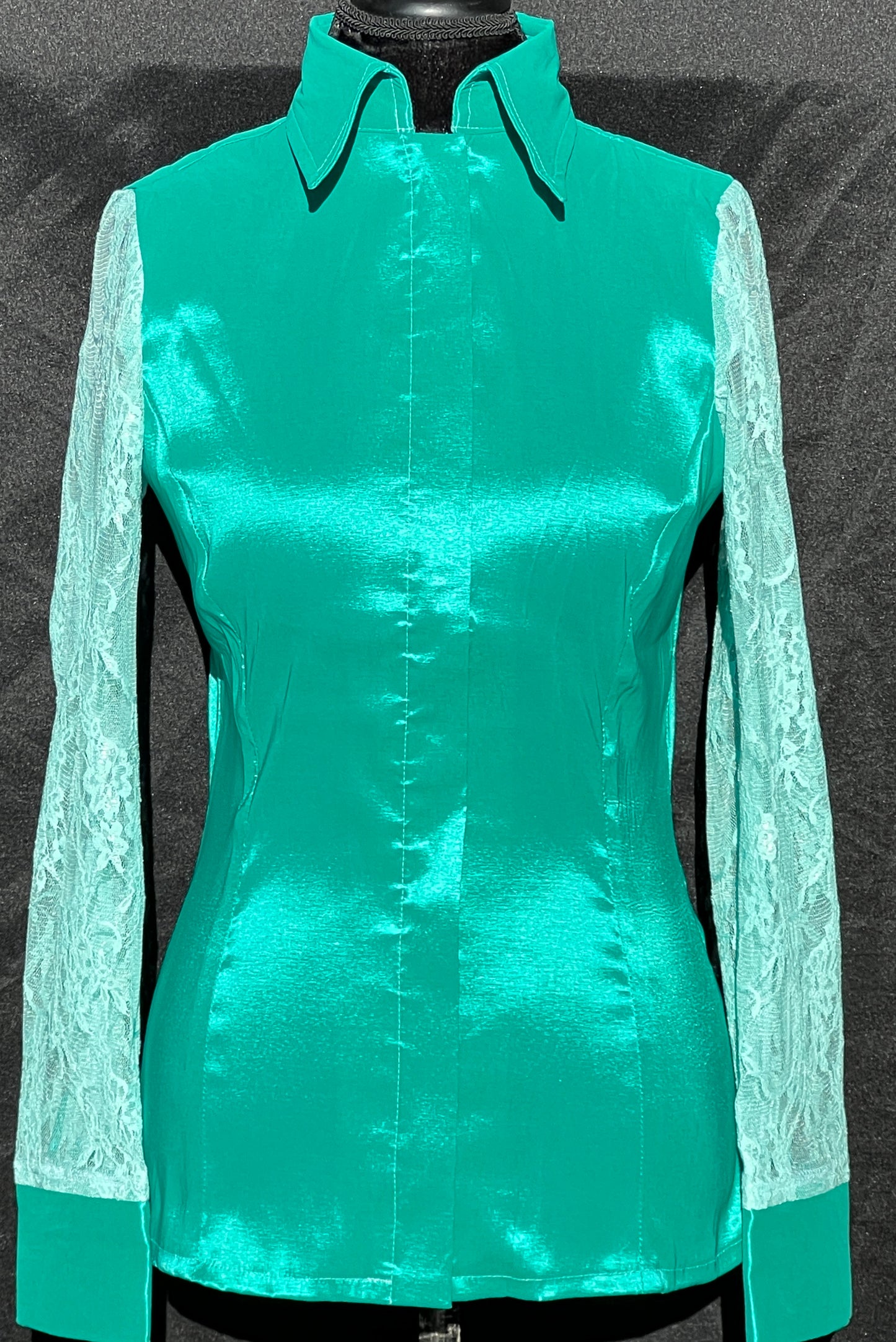Timeless Bright Teal lace Taffeta Shirt
