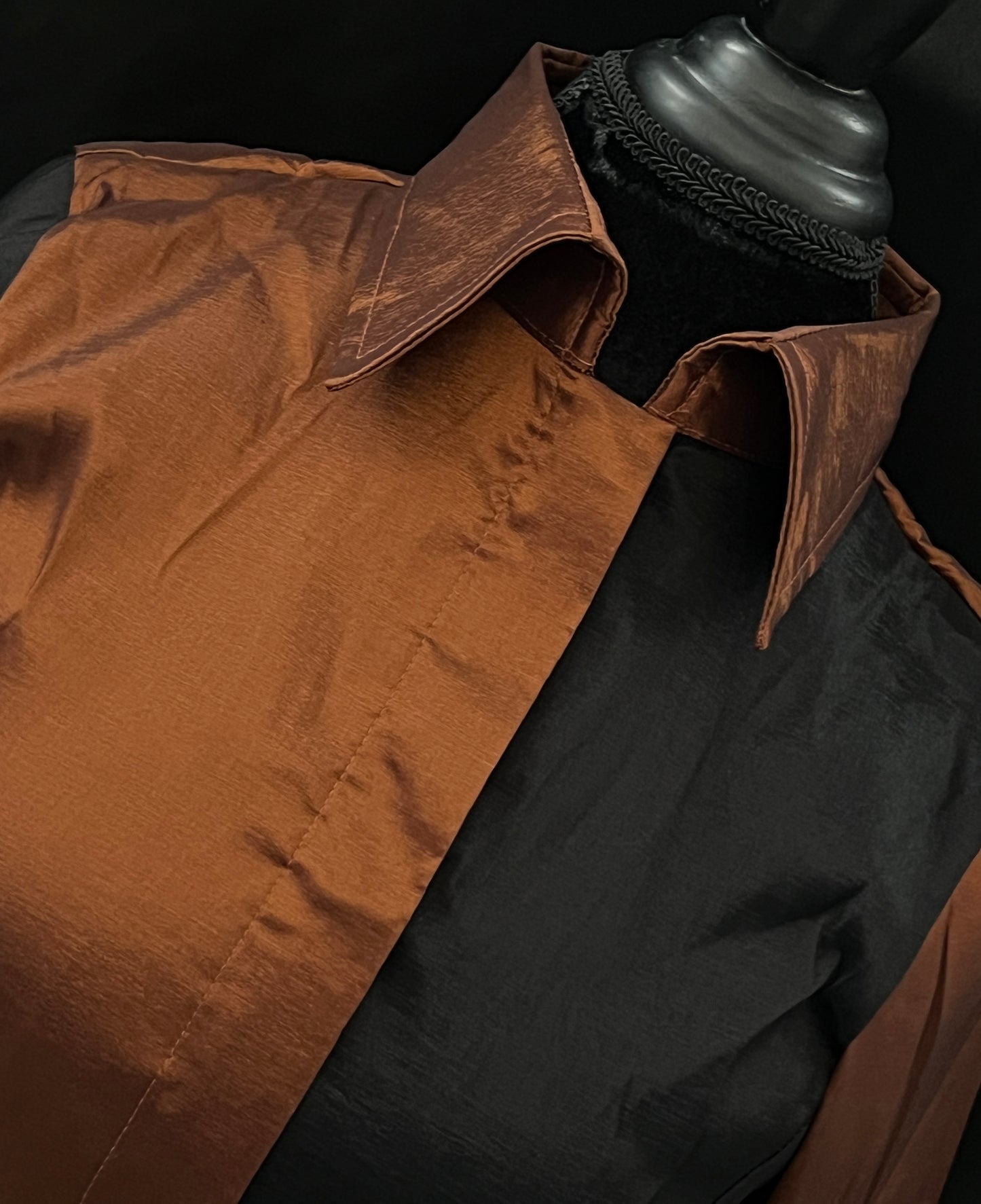 Timeless Copper N Black Color Block Taffeta Shirt