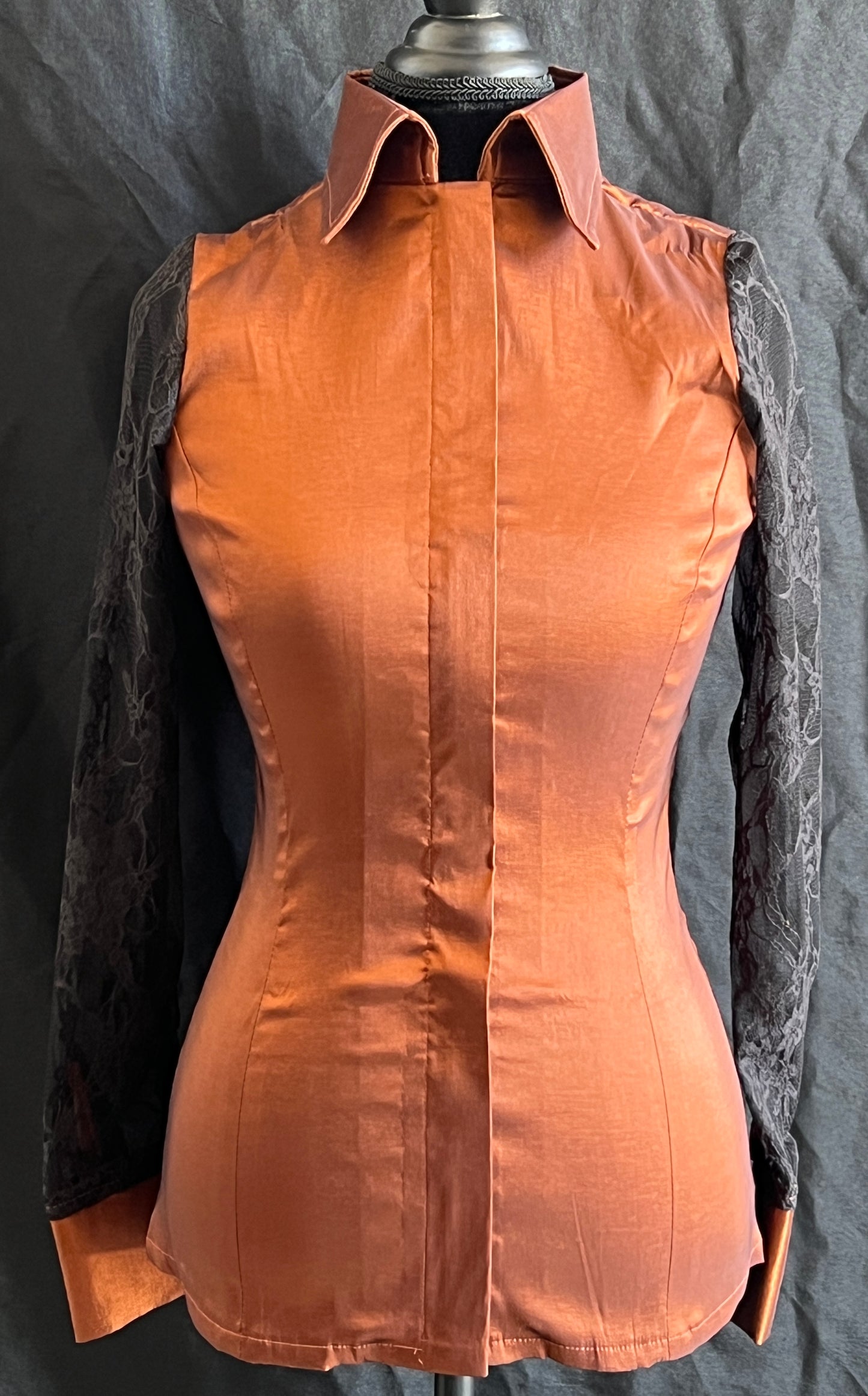 Timeless Copper Black lace Taffeta Shirt