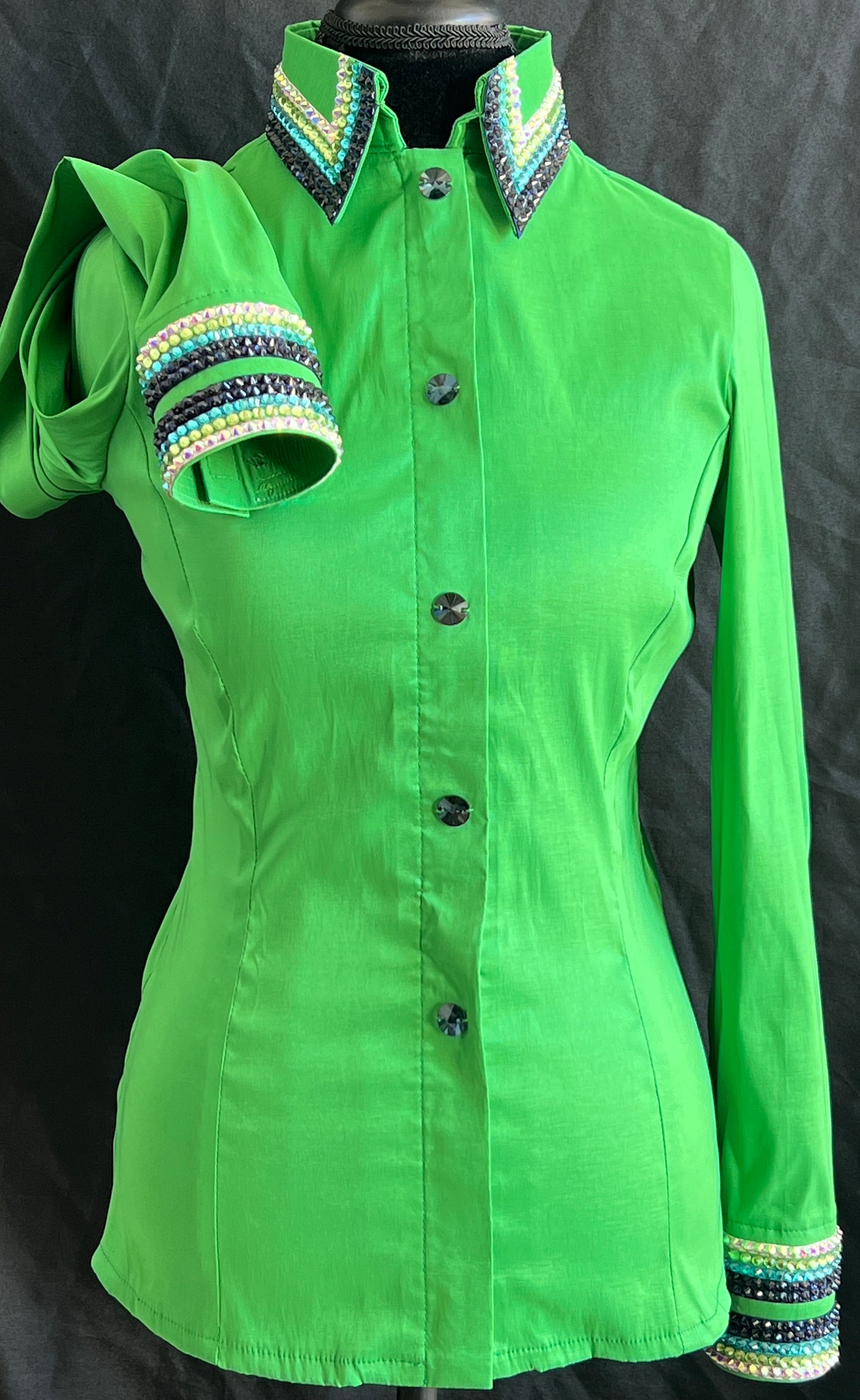 Medium Spring Green Blinged Taffeta Shirt