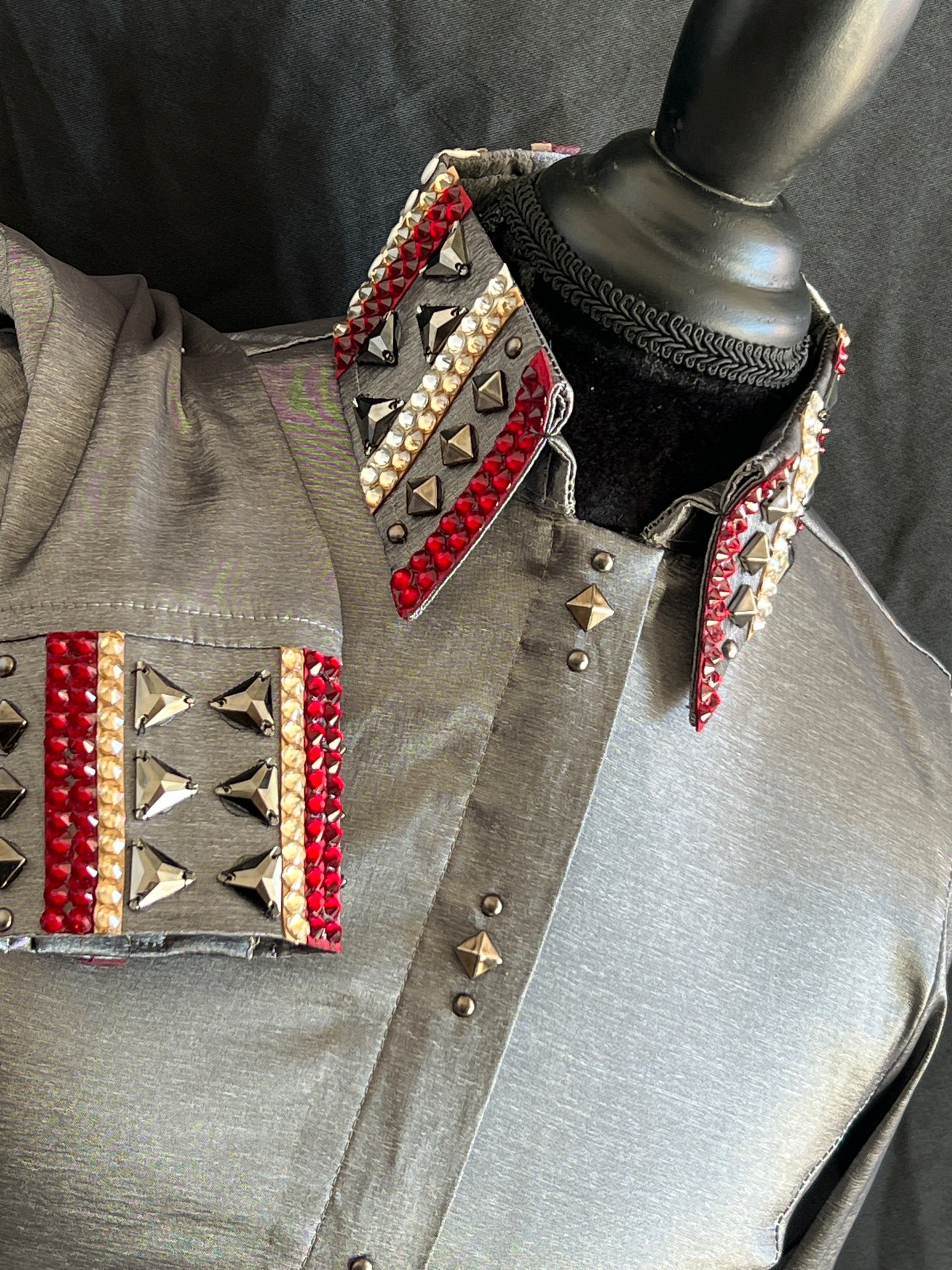 Small Charcoal Blinged Taffeta Shirt