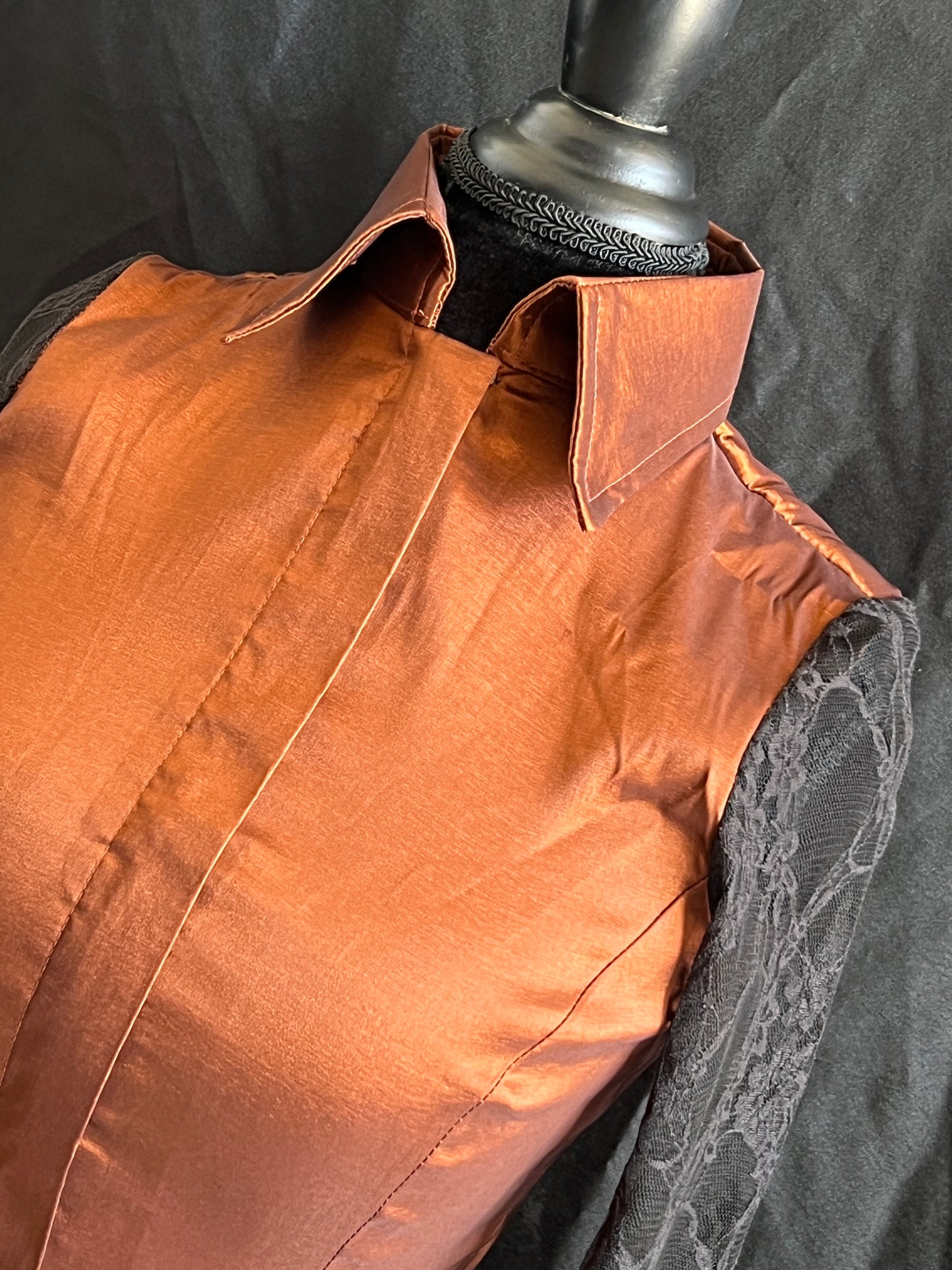 Timeless Copper Black lace Taffeta Shirt