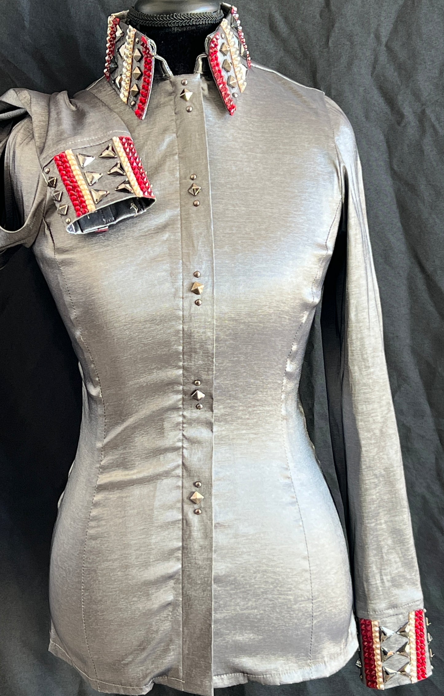 Small Charcoal Blinged Taffeta Shirt