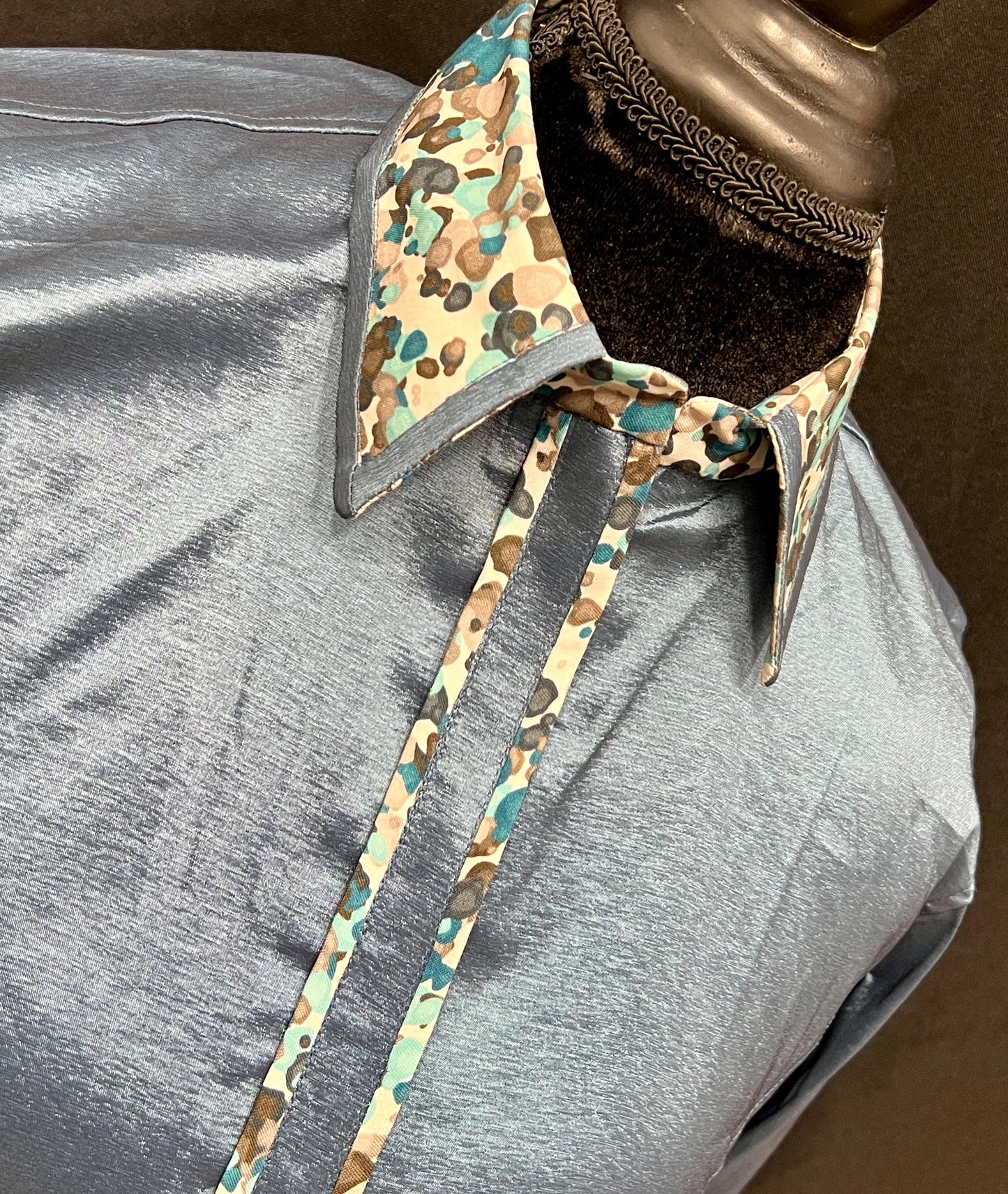 Stretch Taffeta Steel Malibu Turquoise Accent