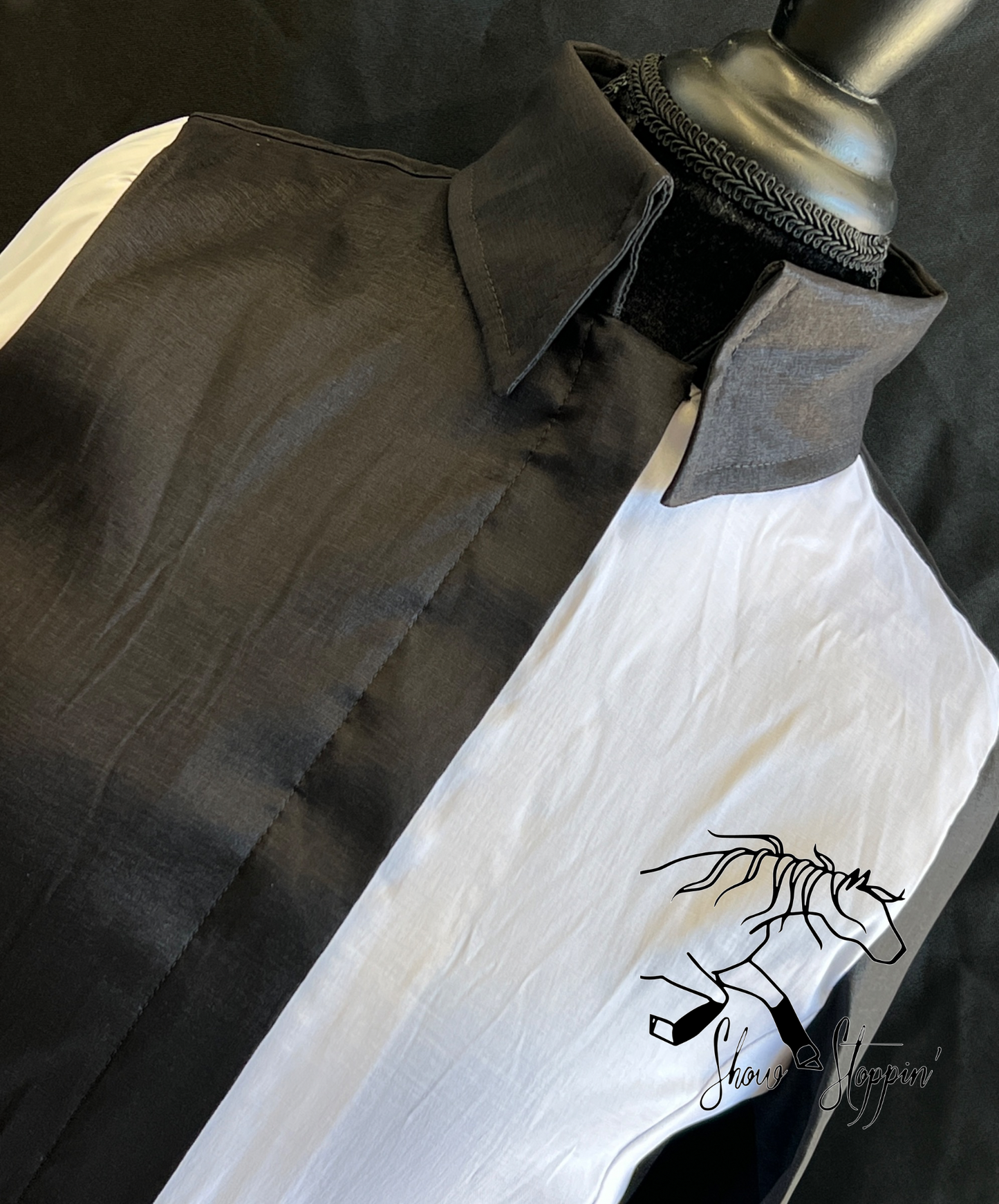 Timeless Black N White Color Block Taffeta Shirt