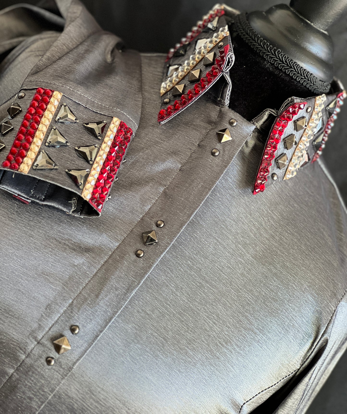 Small Charcoal Blinged Taffeta Shirt