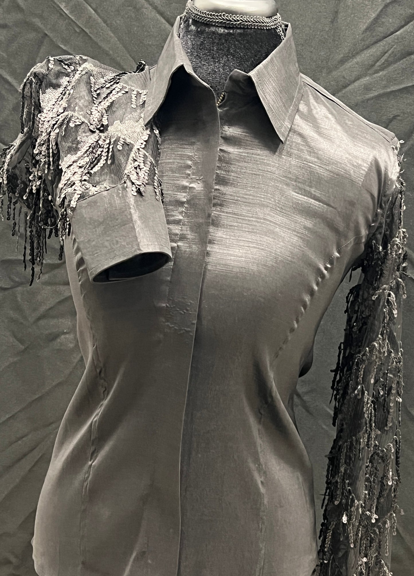 Stretch Taffeta Black Get Fancy Lace Sleeves