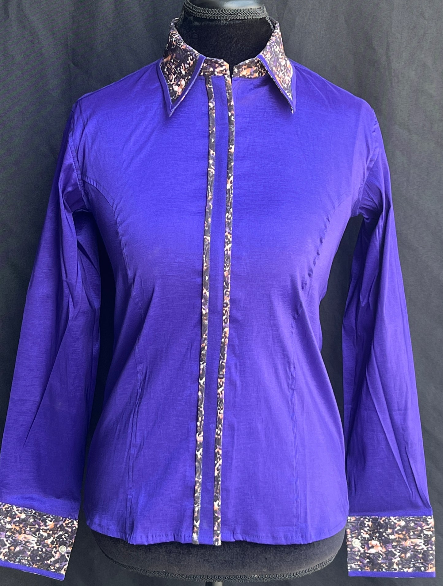 Stretch Taffeta Bright Indigo Leopard Accent