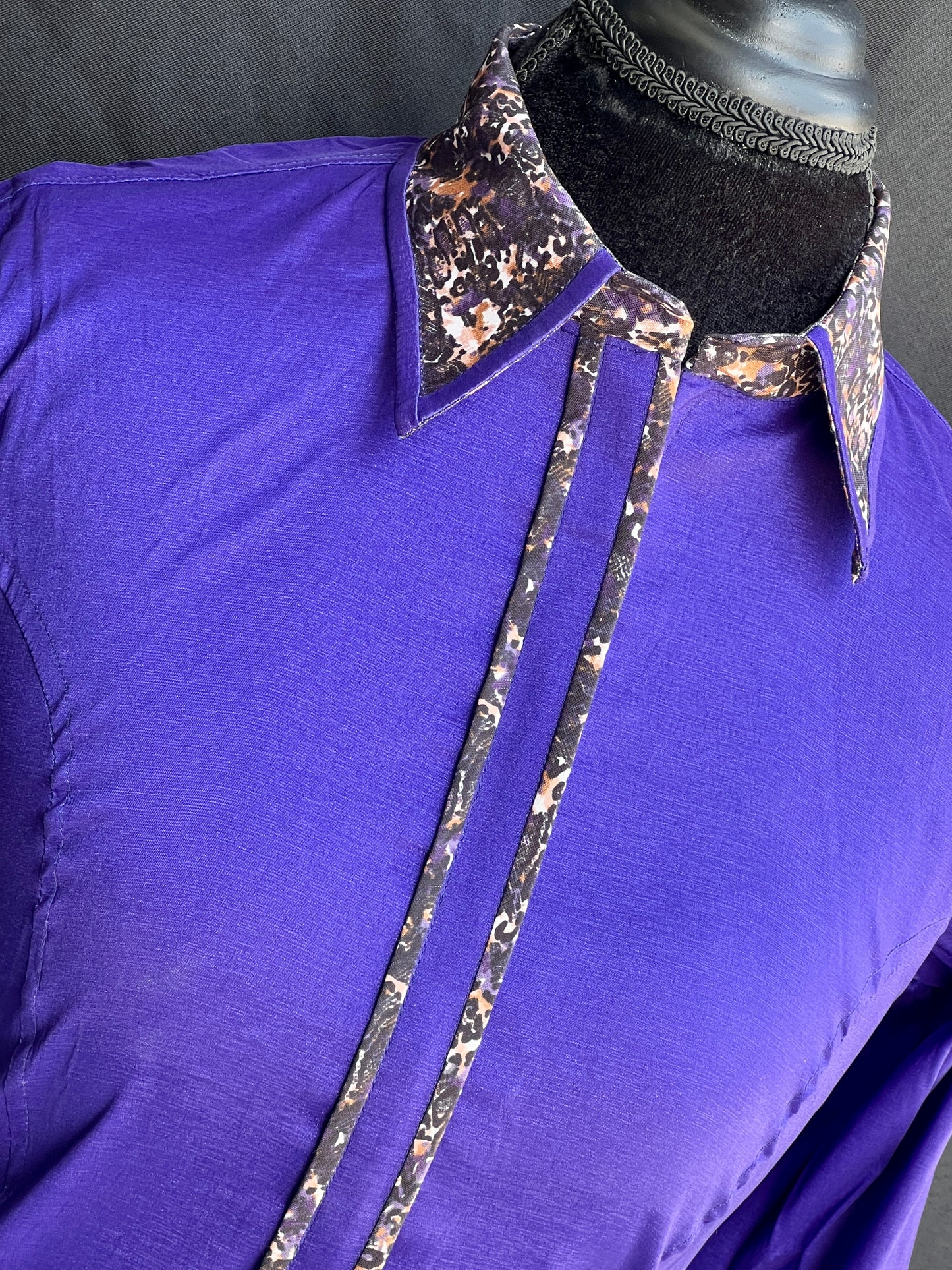 Stretch Taffeta Bright Indigo Leopard Accent