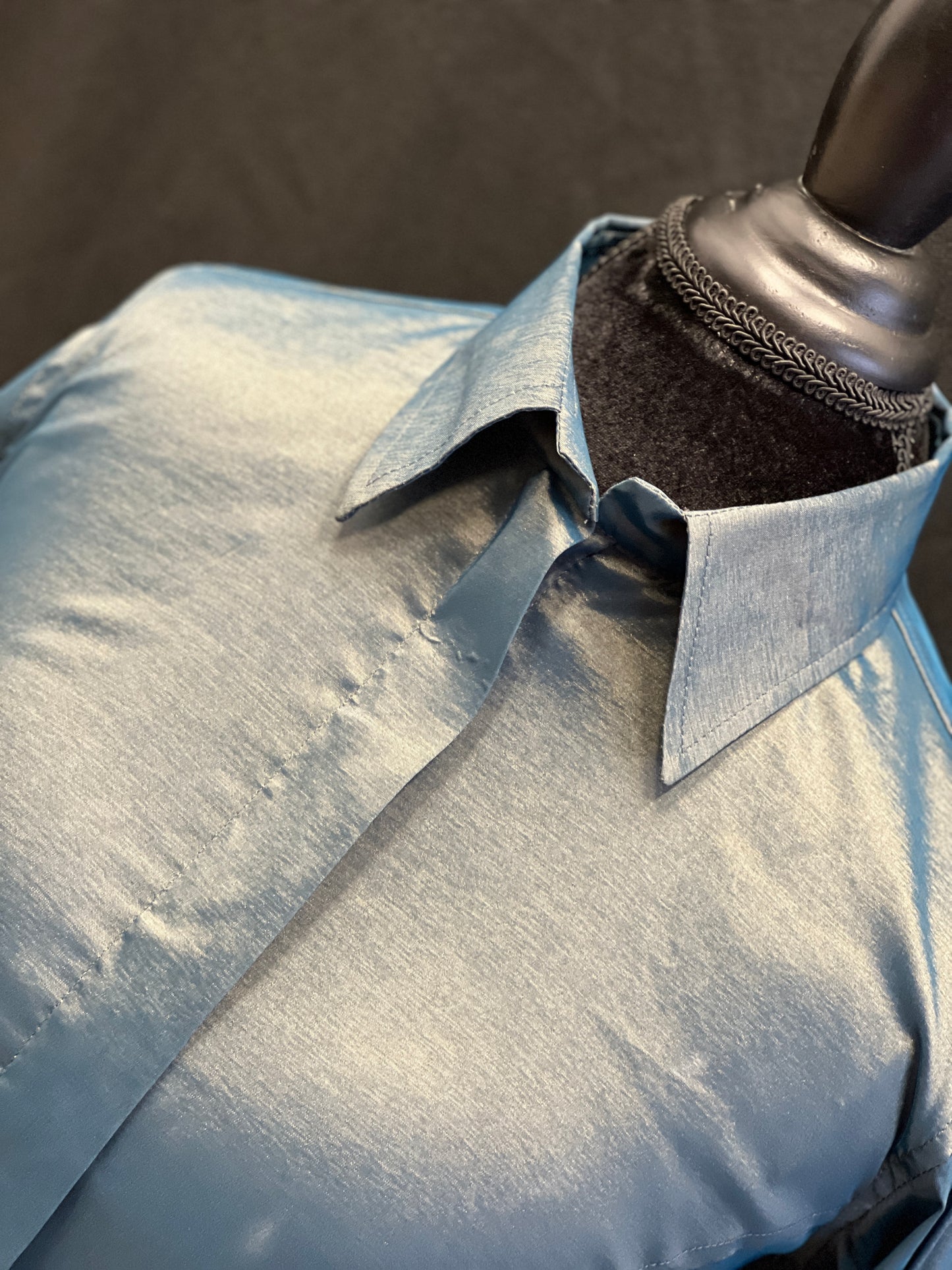 Stretch Taffeta Dark Blue Gold Sheen