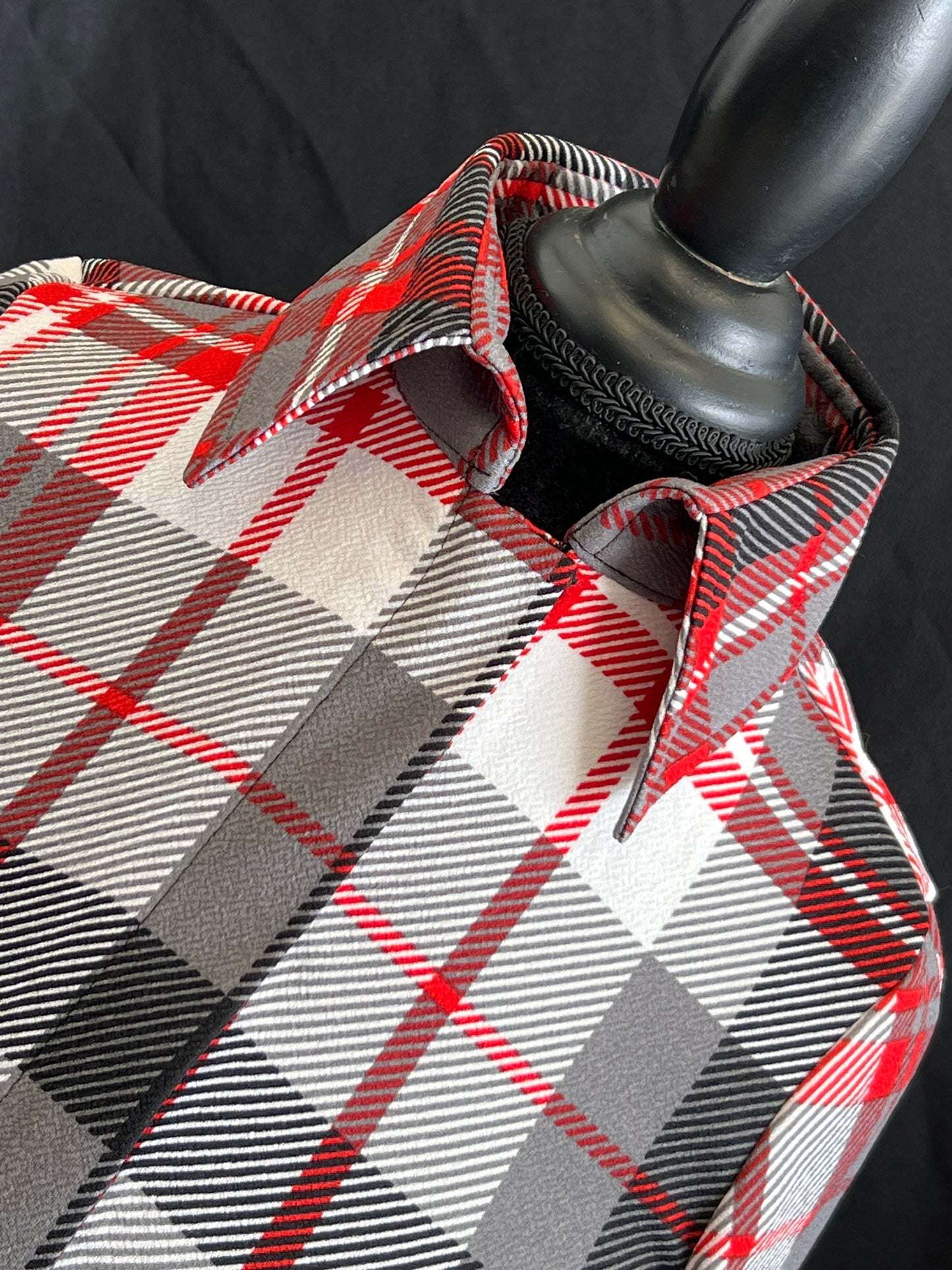 Red Black Grey Plaid Hidden Zipper Light Weight Fitted Shirt