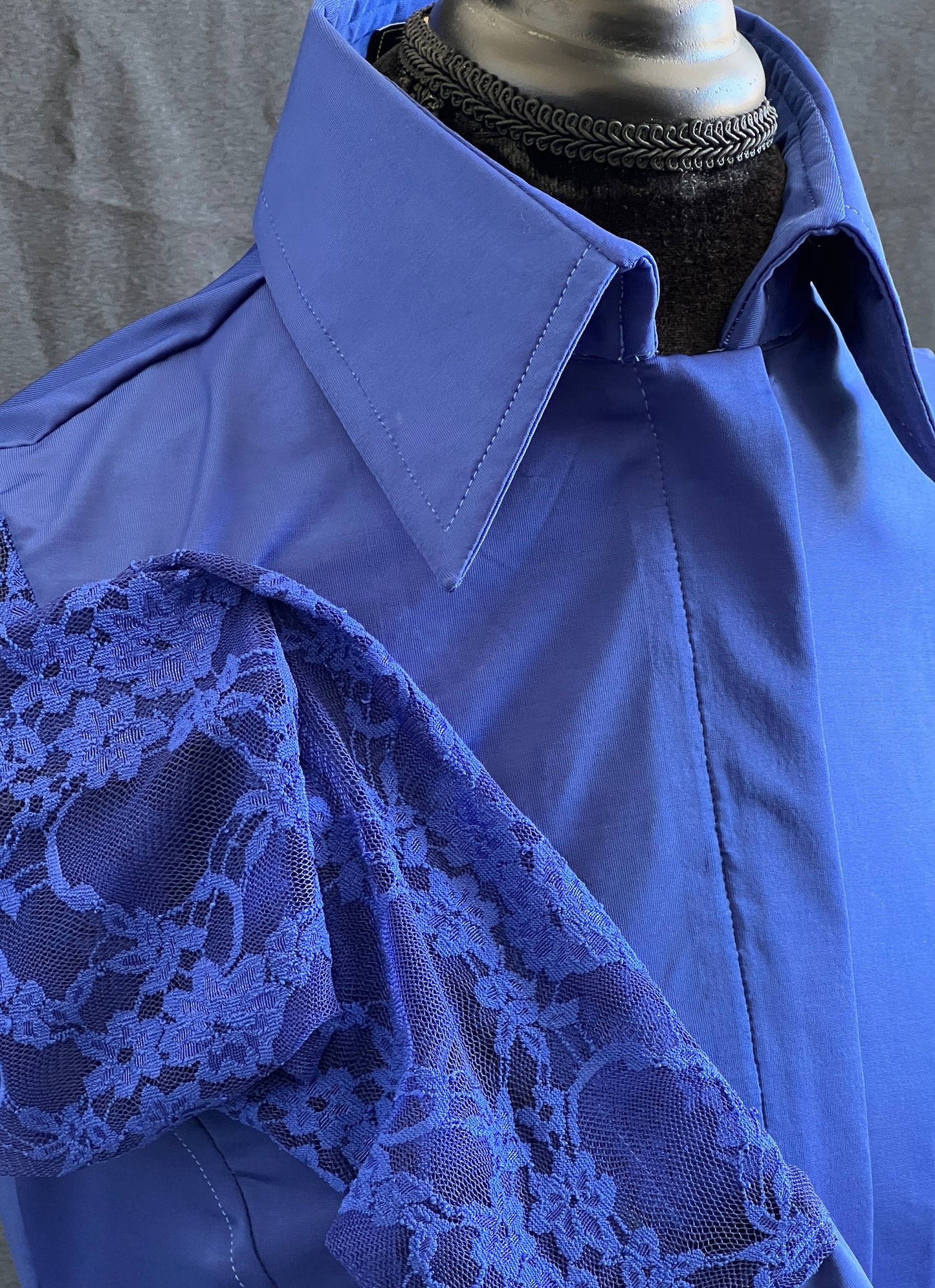 Royal Lace Sleeves Hidden Zipper Light Weight Fitted Shirt