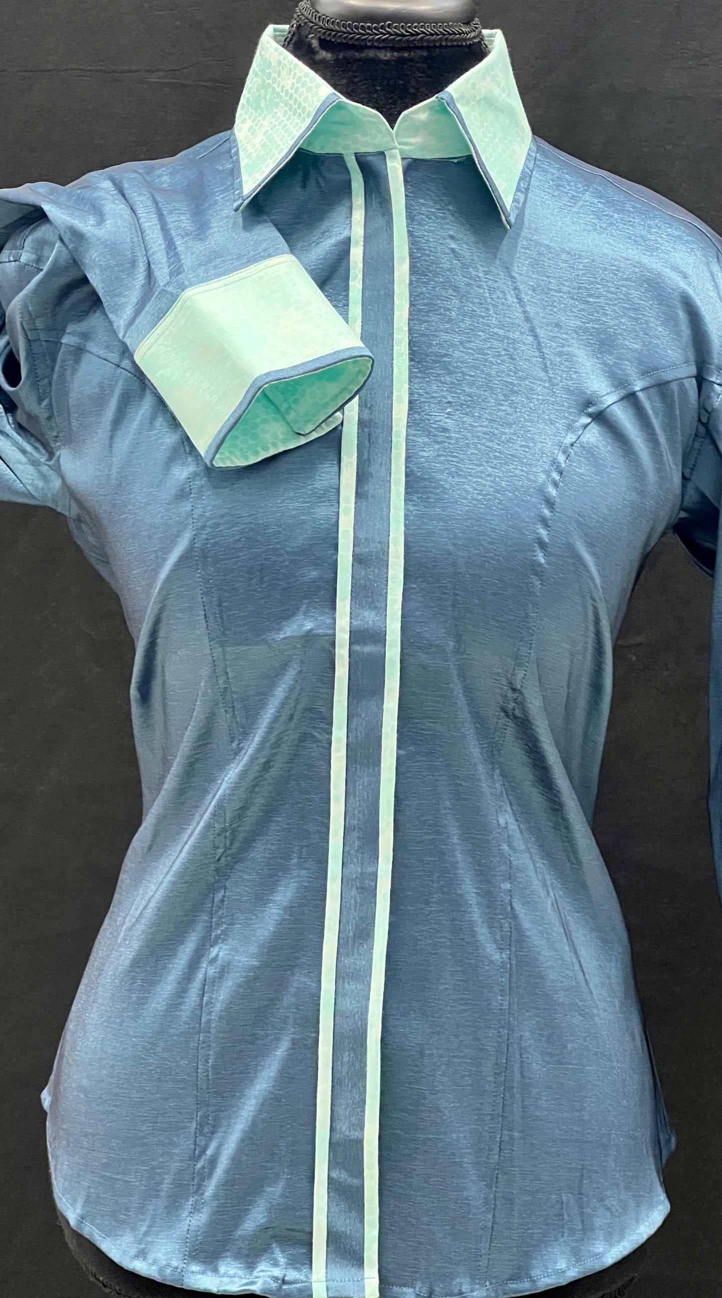 Stretch Taffeta Ocean blue Minty Accent