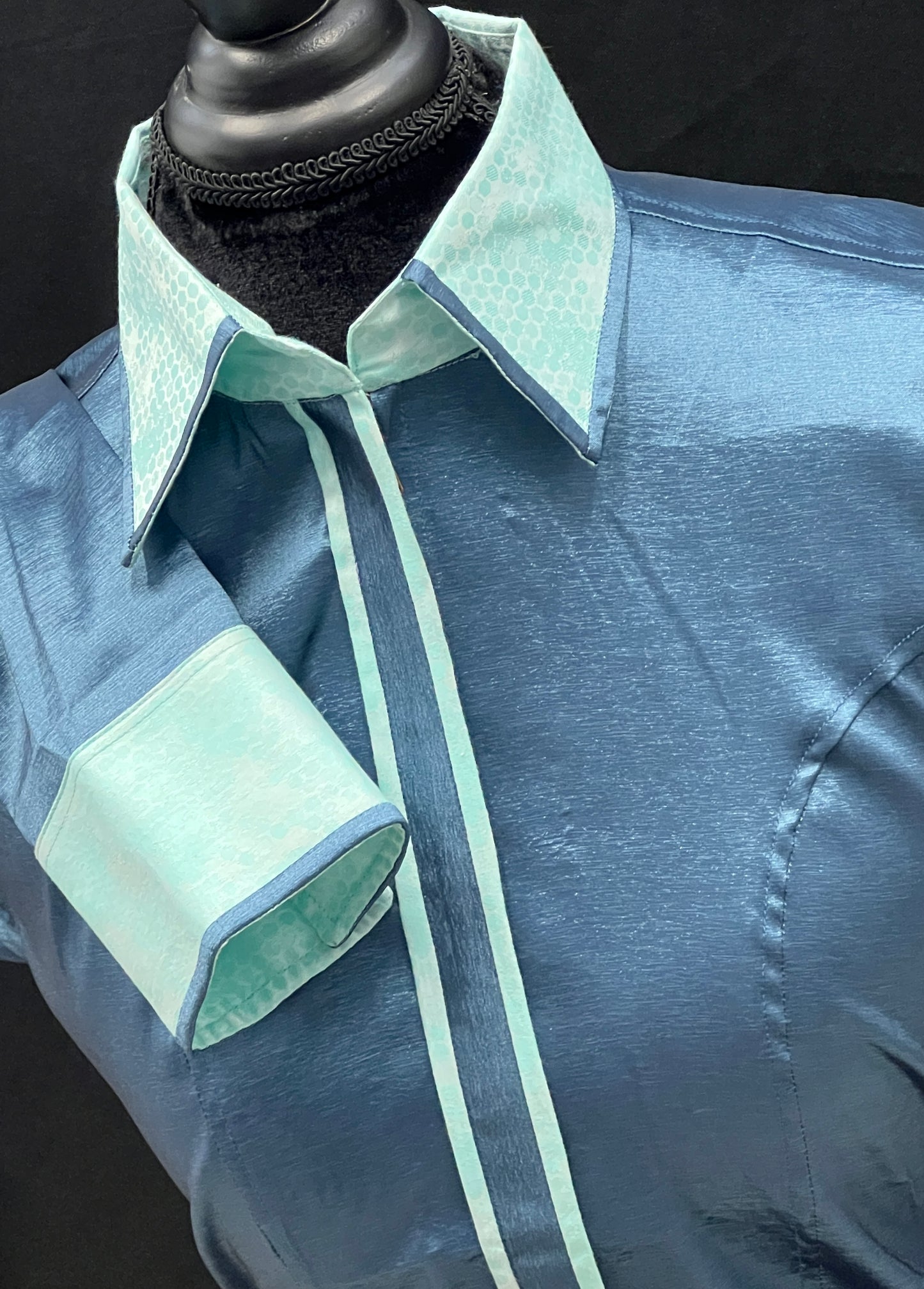 Stretch Taffeta Ocean blue Minty Accent