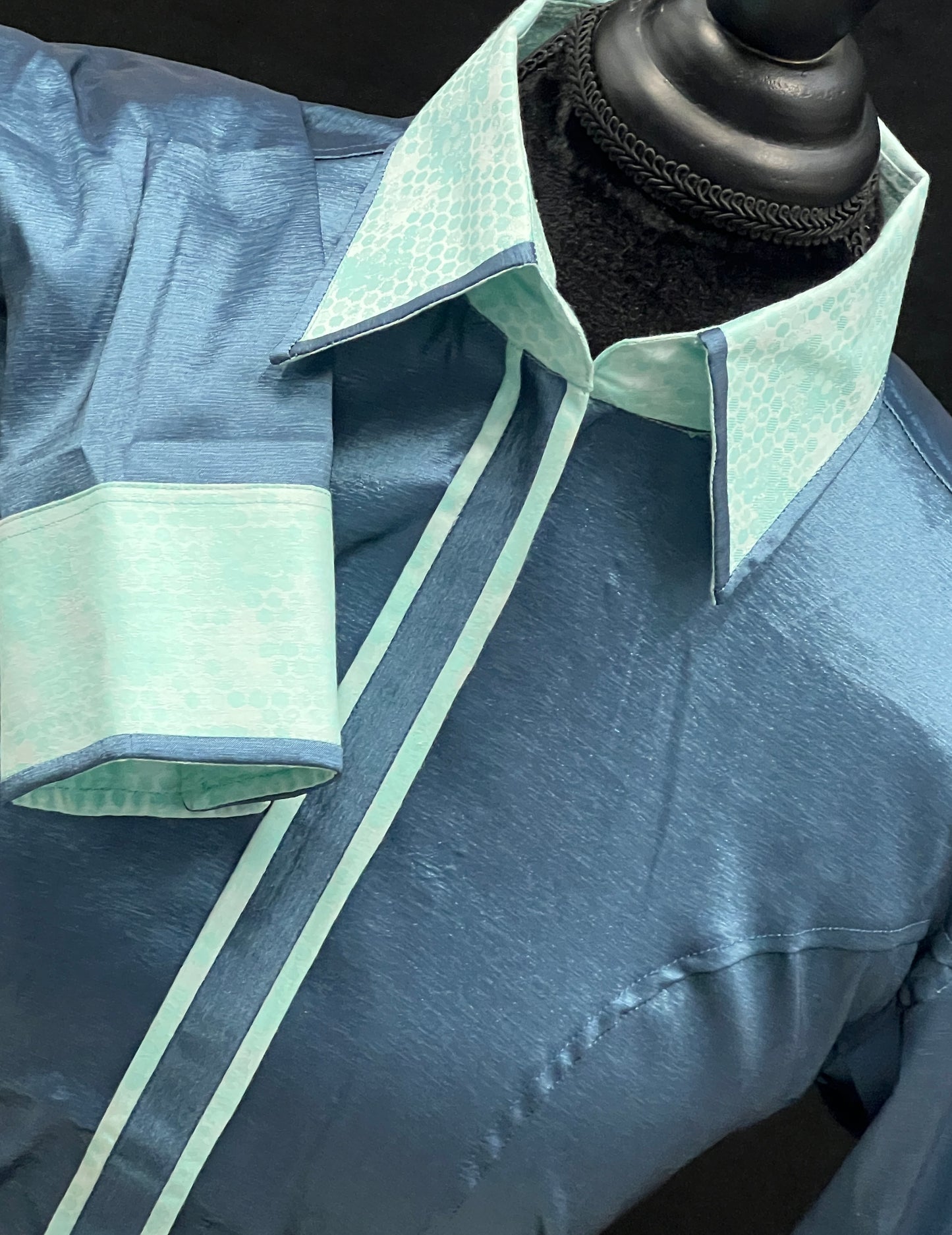 Stretch Taffeta Ocean blue Minty Accent