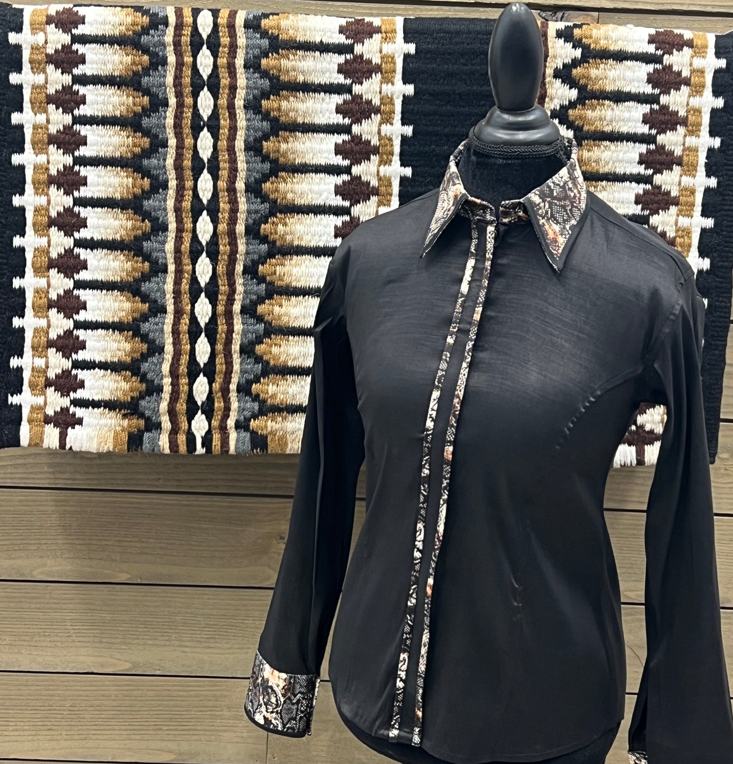 Stretch Taffeta Black Snake Accent