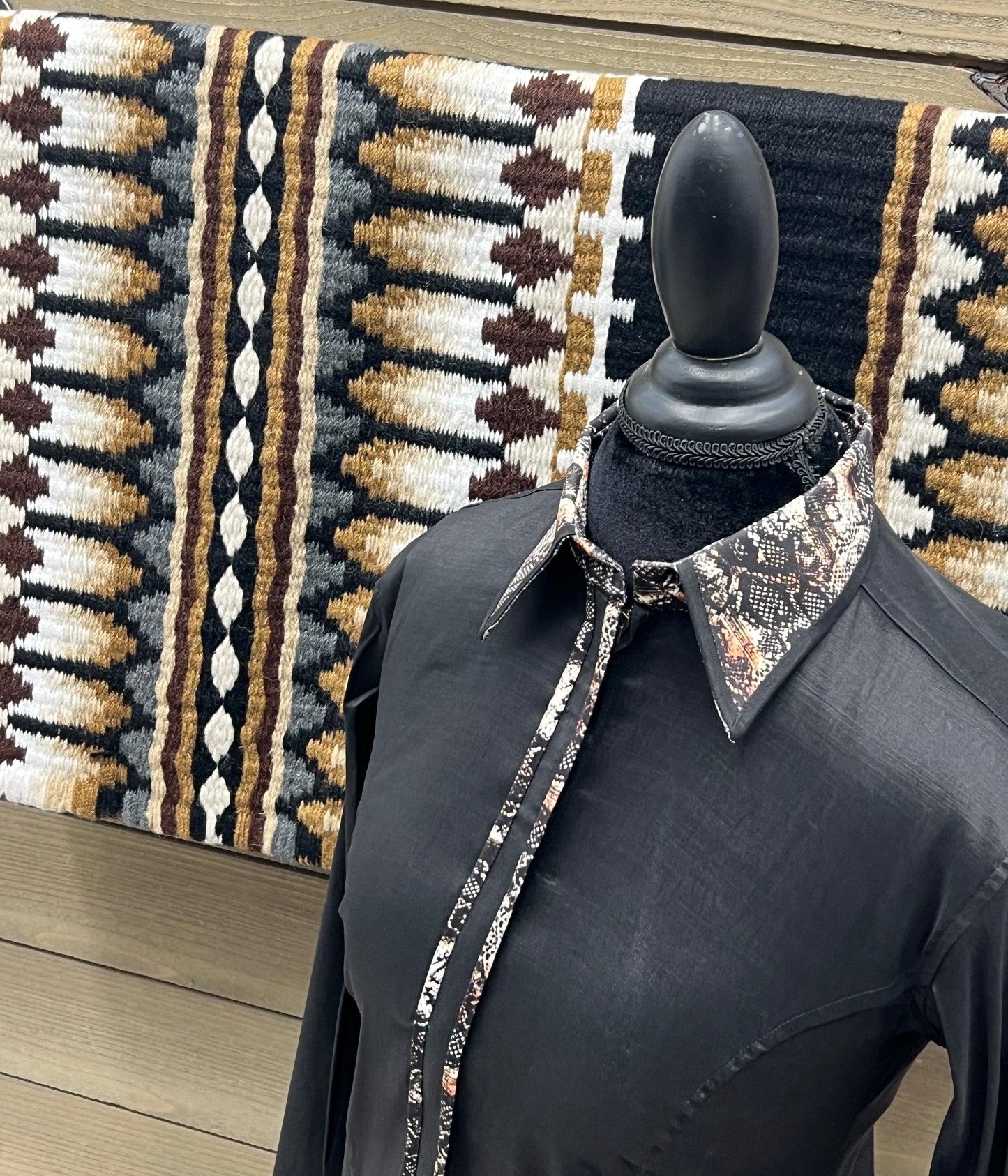 Stretch Taffeta Black Snake Accent