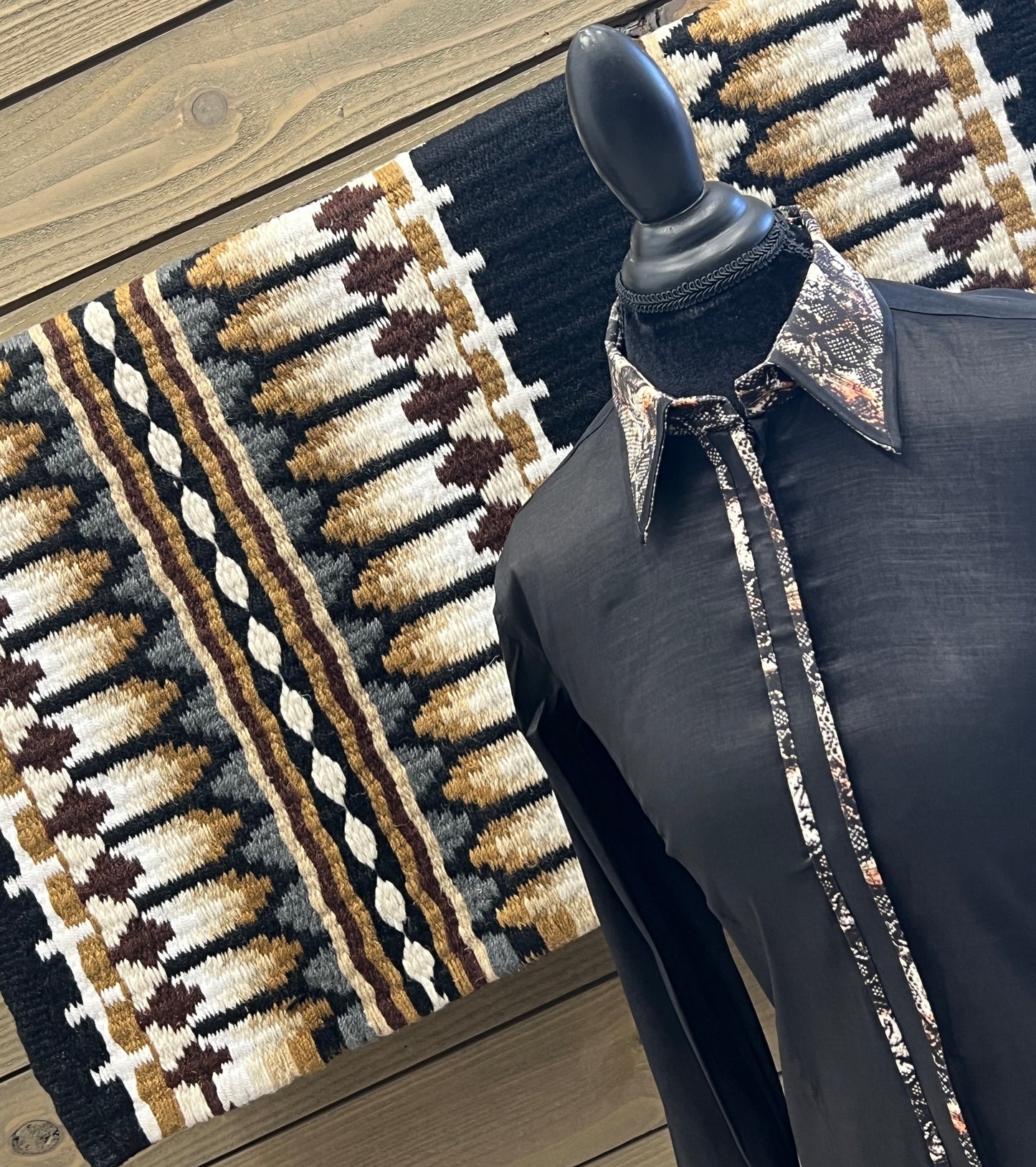 Stretch Taffeta Black Snake Accent