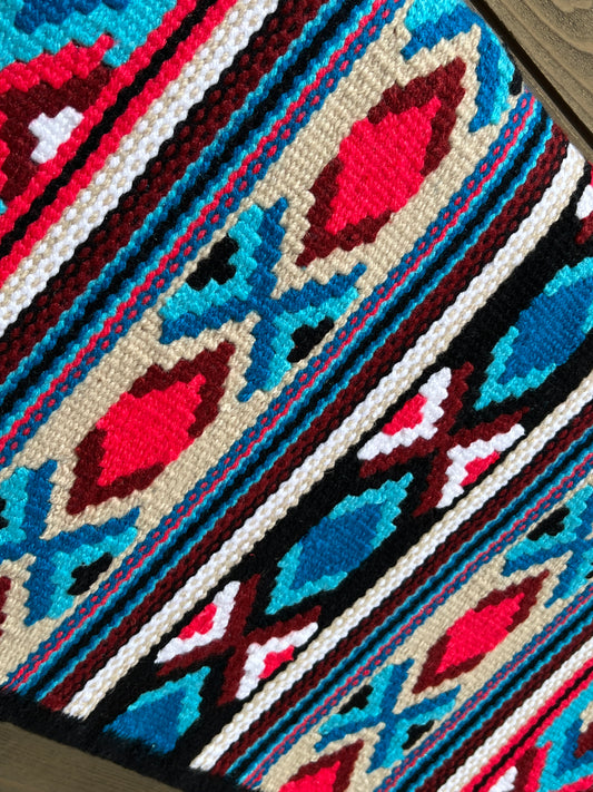 Thee X Turquoise N Reds Ranch Show Blanket