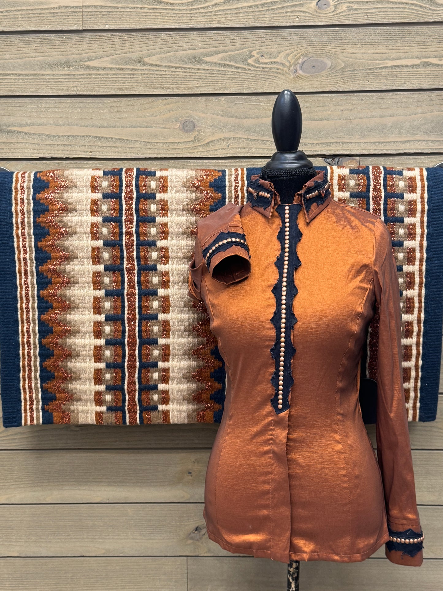 Medium Copper Jean Blinged Taffeta Shirt