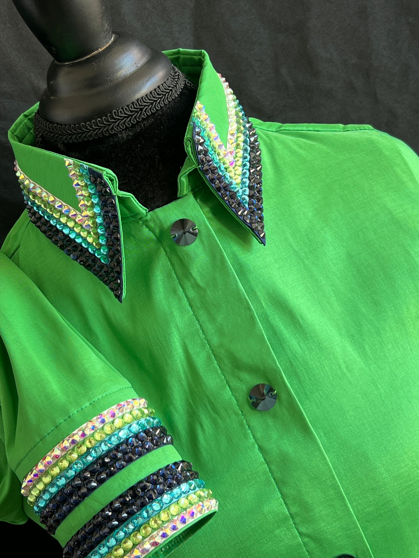 Medium Spring Green Blinged Taffeta Shirt