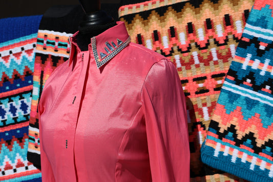 Coral Blinged Taffeta Shirt