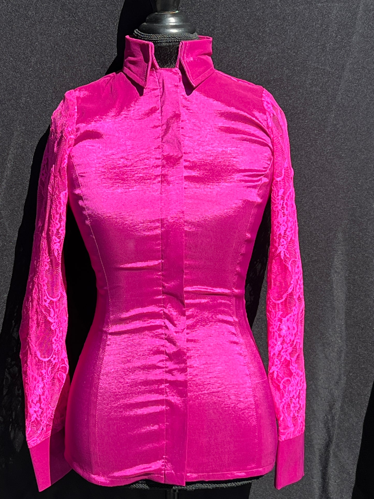 Timeless Fuchsia lace Taffeta Shirt