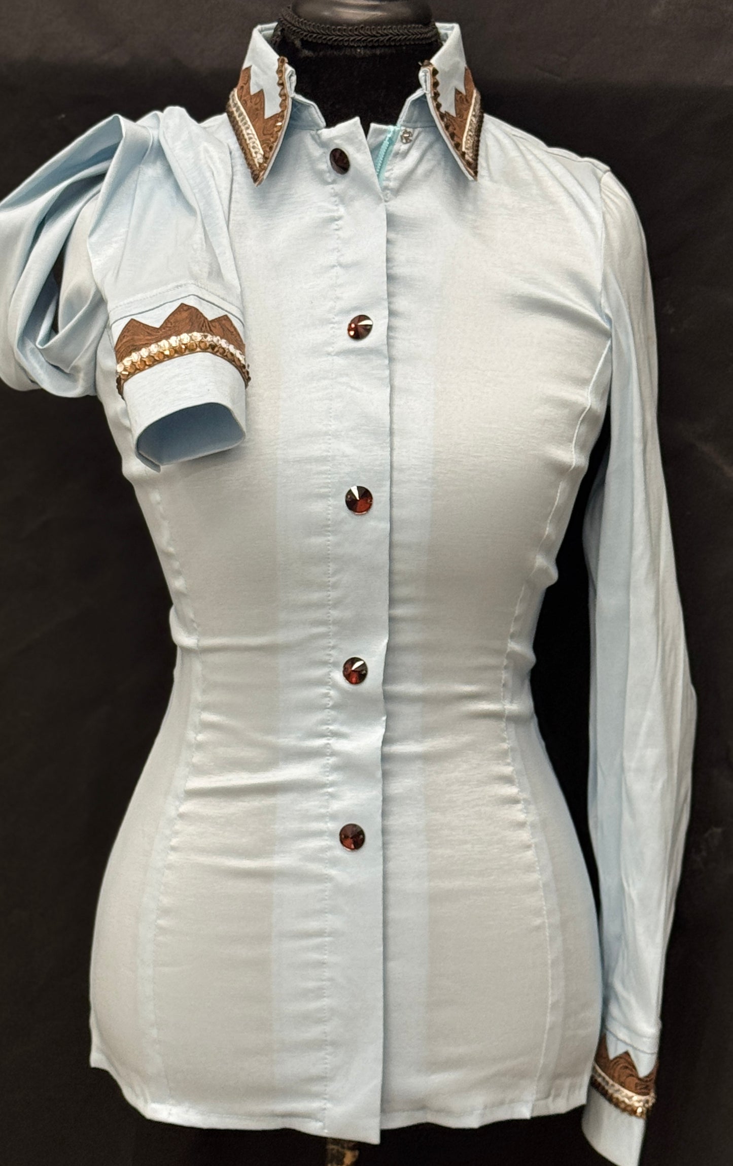 Medium Powder Blue Blinged Taffeta Shirt