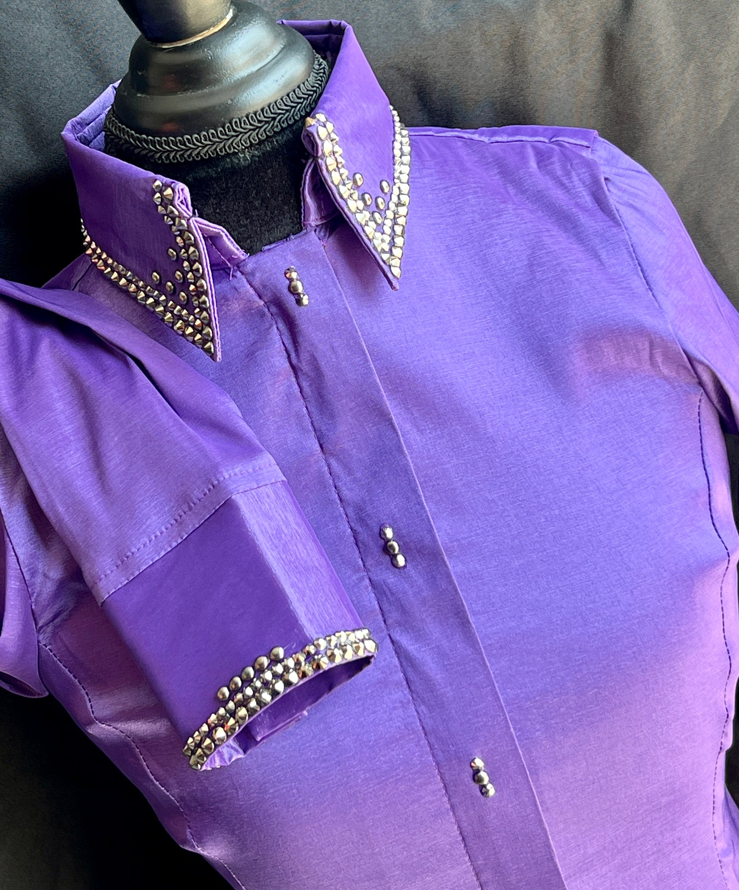 CLASSY ELEGANCE PURPLE HEMETITE TAFFETA SHIRT