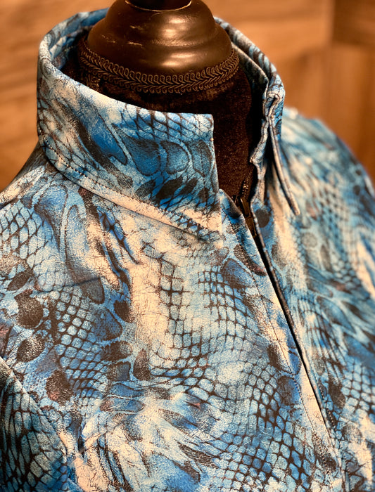 Turquoise Snake Print Light Weight Fitted Shirt