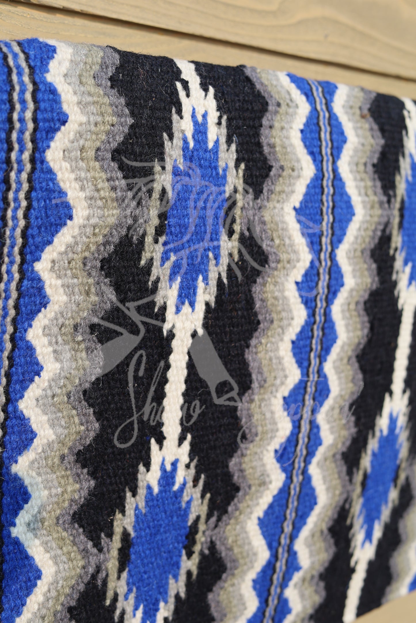 Amazing Royal Blue N Charcoal Ranch Style Blanket