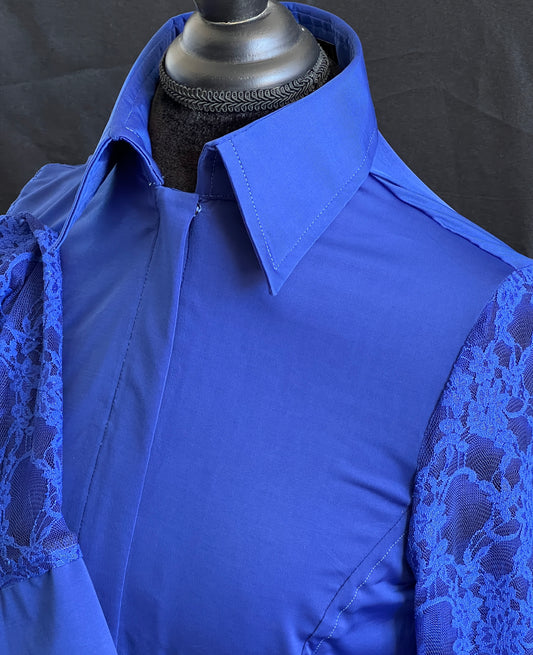 Royal Lace Sleeves Hidden Zipper Light Weight Fitted Shirt