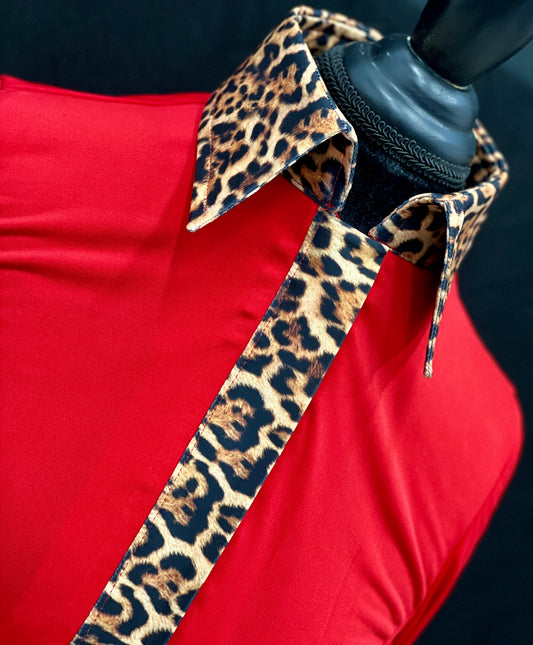 Red Leopard Hidden Zipper Light Weight Fitted Shirt